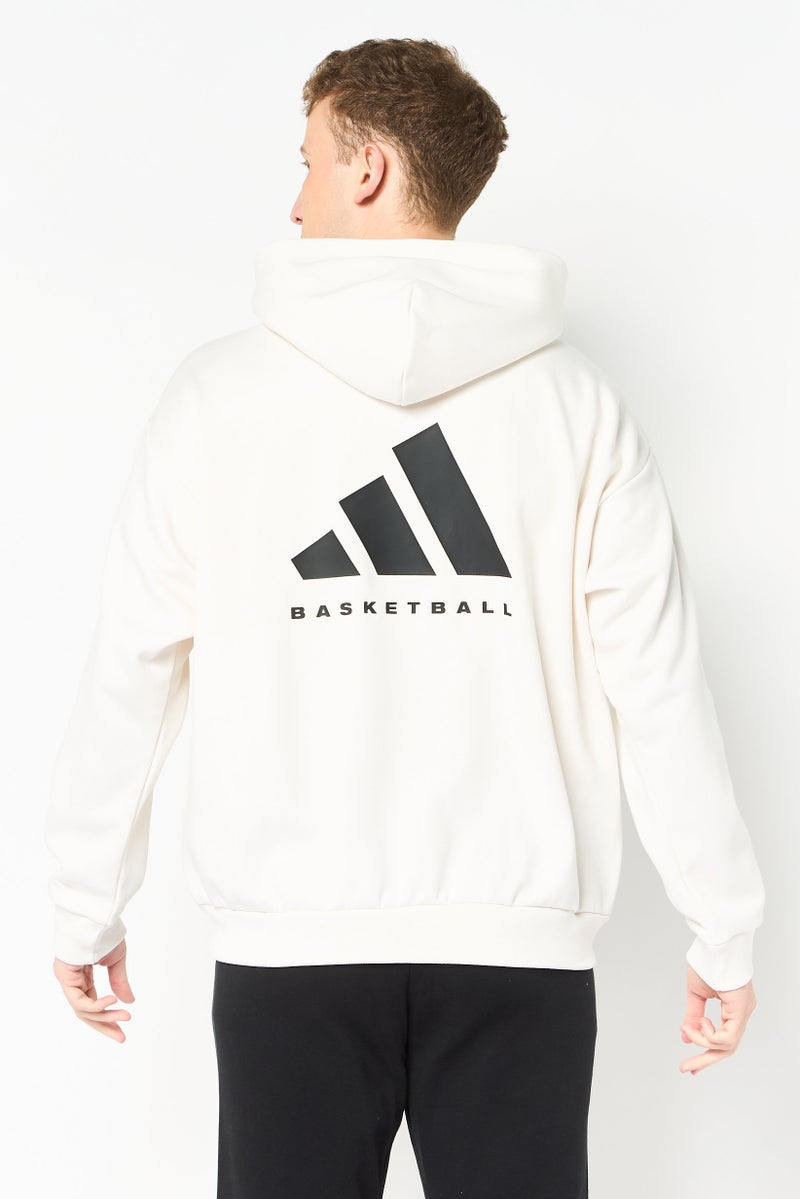 Adidas Men Sportswear Fit Long Sleeve Outdoor Hoodies, White - Image 4