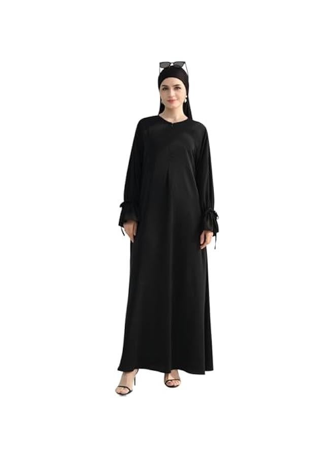 Arabest Women's Muslim Kaftan Abaya Dress Eid Prayer Dress for Women Islamic Daily Dress Smooth Flowy Muslim Women Clothes - Image 2