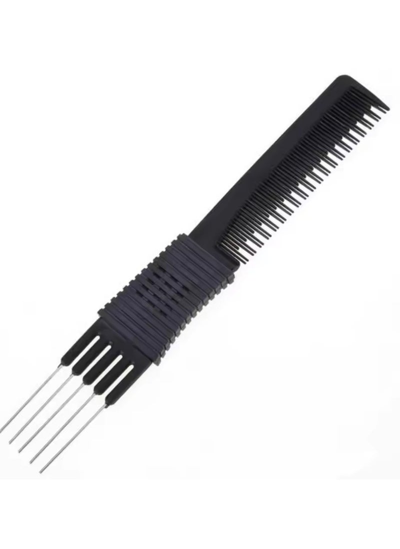 Goolsky 2 Head Black Carbon Lift Teasing Combs with Metal Prong,Black Carbon Comb with Stainless Steel Lift for Hair Salon Home Supplies  - Image 1