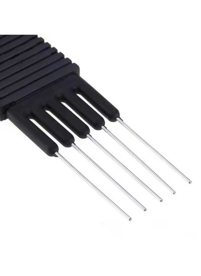 Goolsky 2 Head Black Carbon Lift Teasing Combs with Metal Prong,Black Carbon Comb with Stainless Steel Lift for Hair Salon Home Supplies  - Image 2