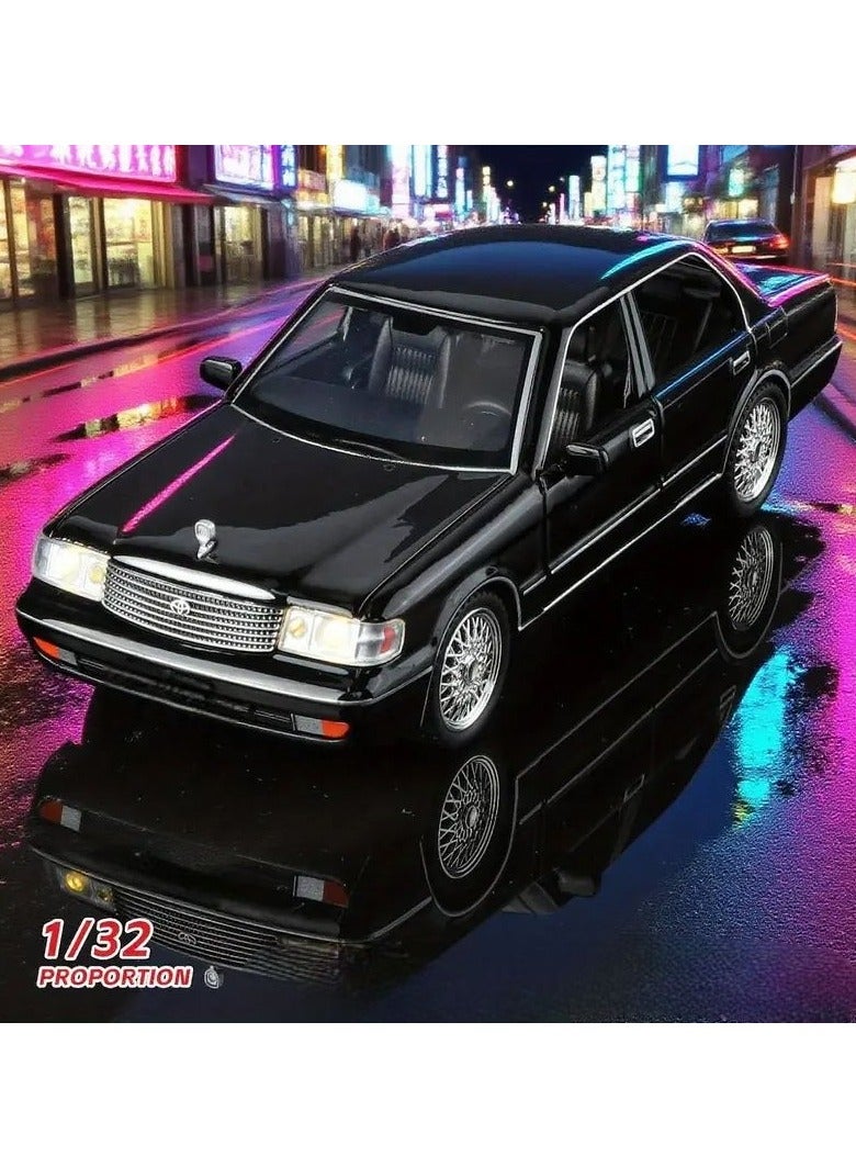 Toyota Crown model car, 1:32 scale, black color, with openable doors, hood and trunk, simulating the real car in its exterior details and interior decoration, a beautiful looking car from the old car models, useful for playing or decorating the room or office or placing it as a decoration on the shelves of the council or for lovers and enthusiasts of collecting cars or amateur artists in the manufacture of old models and old popular heritage houses or for professional photographers for advertisements or backgrounds or adding it inside a masterpiece model of an artwork or a gift for a loved one, for parents or children or a gift for someone who used to drive the same car and now owns it - Image 2