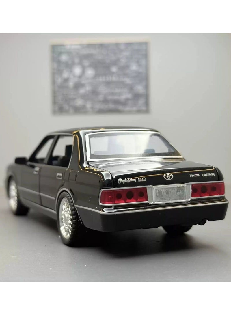 Toyota Crown model car, 1:32 scale, black color, with openable doors, hood and trunk, simulating the real car in its exterior details and interior decoration, a beautiful looking car from the old car models, useful for playing or decorating the room or office or placing it as a decoration on the shelves of the council or for lovers and enthusiasts of collecting cars or amateur artists in the manufacture of old models and old popular heritage houses or for professional photographers for advertisements or backgrounds or adding it inside a masterpiece model of an artwork or a gift for a loved one, for parents or children or a gift for someone who used to drive the same car and now owns it - Image 4