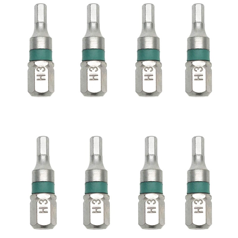 XMHF 14 Hex Shank 3mm H3 Tip 25mm Length Magnetic Screwdriver Bit 8Pcs