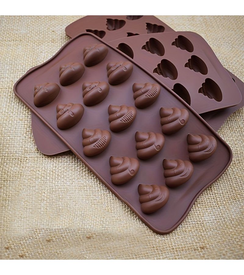 1pc 15 Cavity Poop Chocolate Silicone Mold Candy Fondant Mold Baking Mold Easy Release Color - Image 1