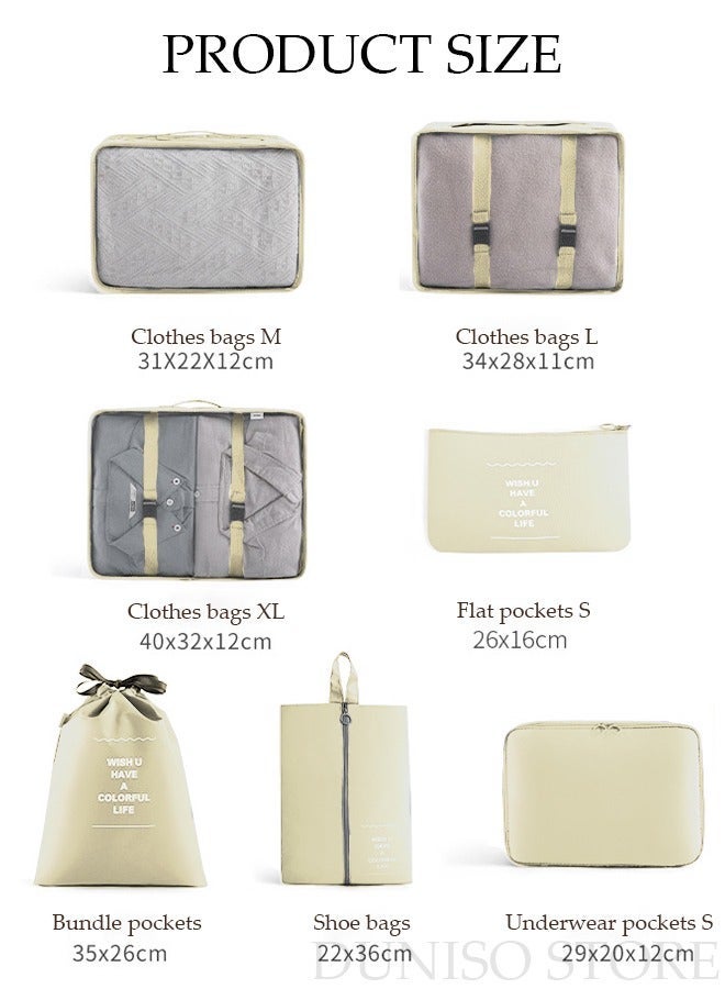 DUNISO 7PCS Travel Storage Bag Set Multi-functional Clothing Sorting Packages Travel Packing Compression Pouche Luggage Organizer Pouch for Moving Traveling - Image 2