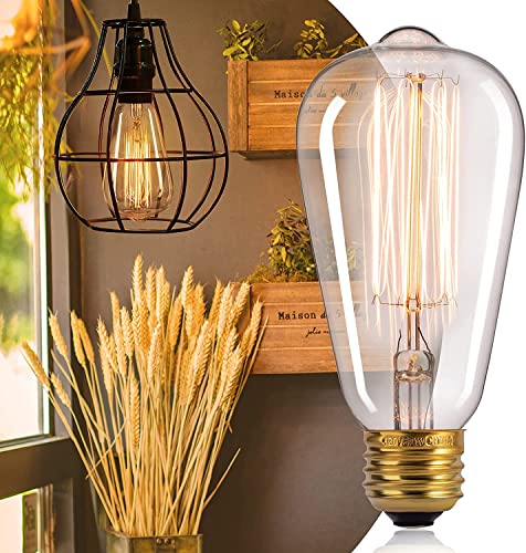 Desidiya Edison Tungsten Filament Antique Glass Light Bulbs Vintage Base E27 Bulb Yellow Light For Home Decoration Living Room/Hall/Balcony/Restaurant Bar Lighting Pack Of 12 Incandescent,60 Watts - Image 2