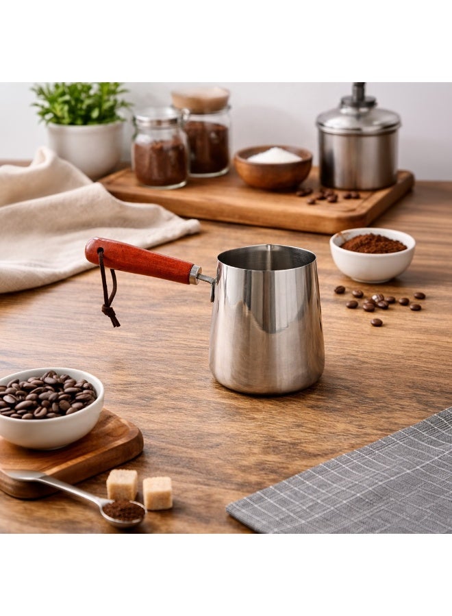 IDEAL PACK Stainless Steel Milk Pot with Wooden Handle - Image 3