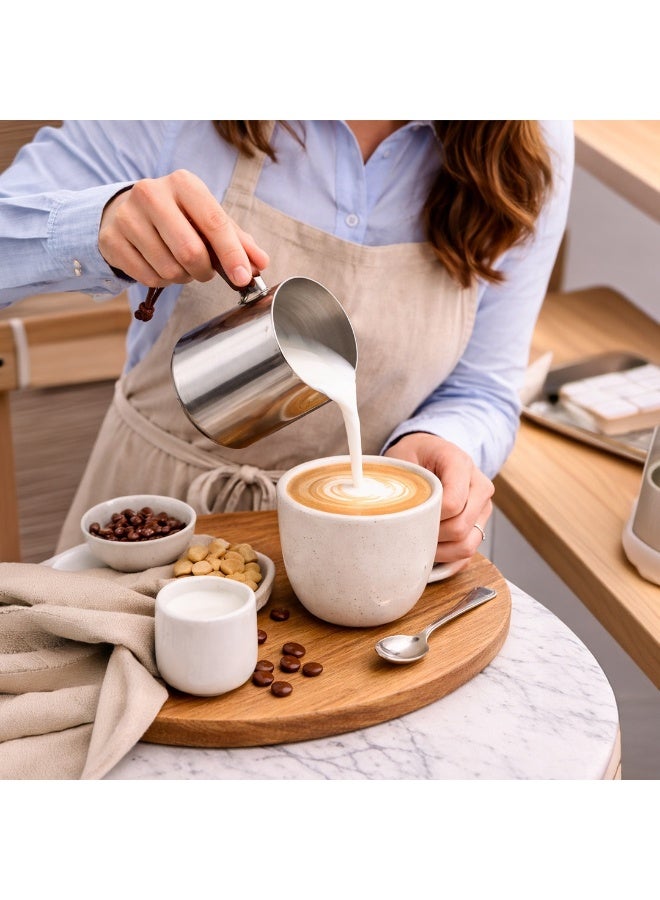 IDEAL PACK Stainless Steel Milk Pot with Wooden Handle - Image 5