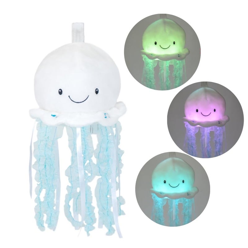 Cuddle Barn Jellyfish Bubbles Soft Jelly Fish Plush Toy Hanging Loop Gentle Color Changing Lights Plays Ocean Melodies with Volume Control Gift for Baby Toddlers Kids 18 Inches - Image 2