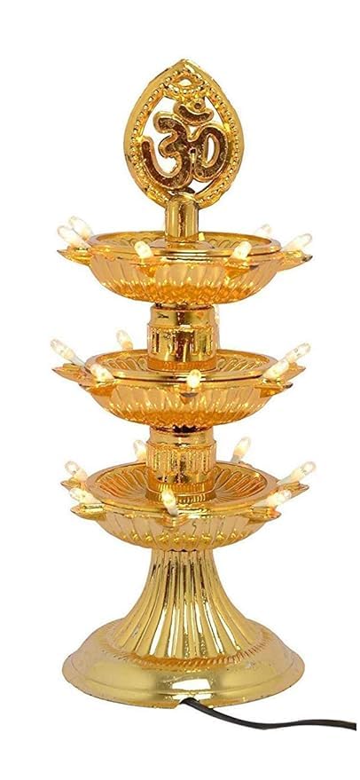 Homenique Premium 3 Layer Electric Gold LED Bulb Lights DiyaDeepDeepak for PoojaPujaMandir Diwali Festival - Image 2