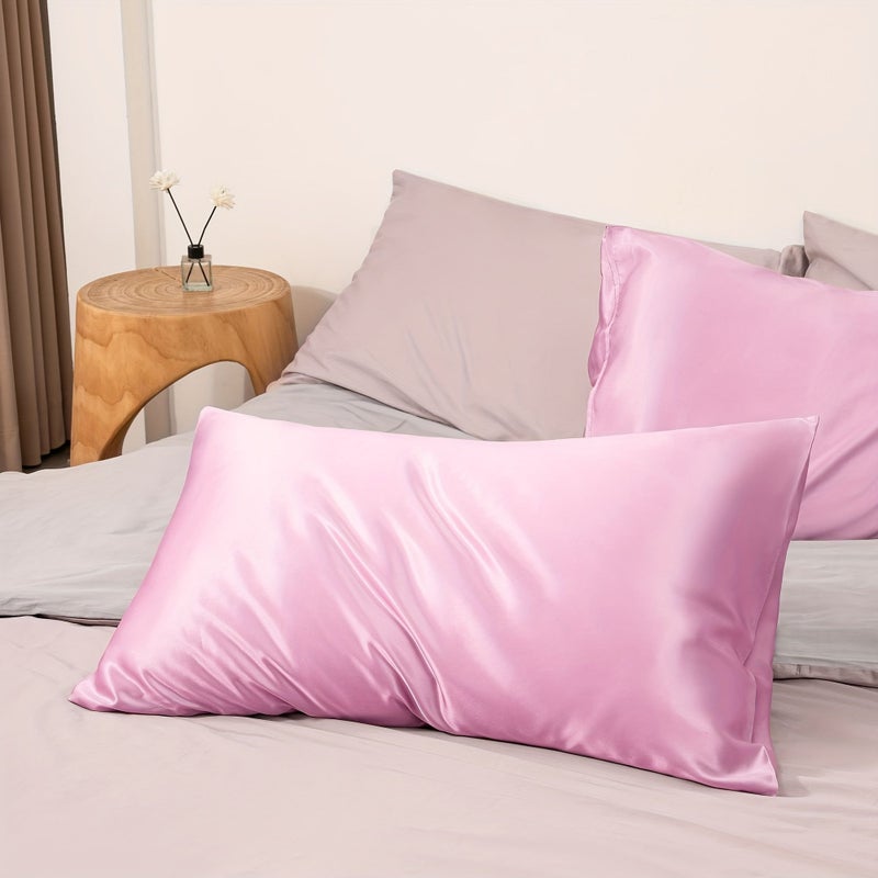 Pink Queen Satin Pillowcase Breathable Skin Friendly Cooling Feel Envelope Closure Machine Washable - Image 2