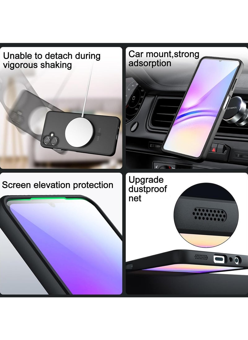 for Samsung Galaxy A06 Case, Compatible with Mag-Safe Wireless Charging, Shockproof Airbag, Frosted Armor Back Cover, TPU Bumper and Matte PC Transparent Design Cover for Samsung Galaxy A06
