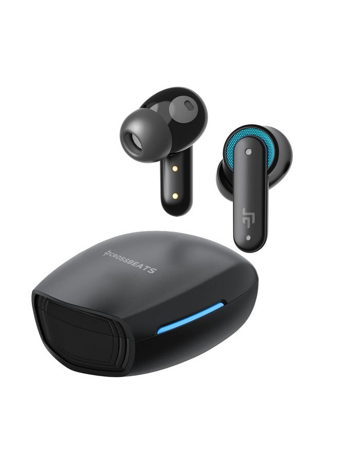 Crossbeats - CrossBeats Fury Max Gaming TWS in-Ear Buds |100hr Playtime Bluetooth Earphones | RGB Lights | BT v5.4 | 30ms Low Latency | 360° Spatial Audio | 3D Sound Stage | 6 mics AI ENC | Dual EQ Modes(Black) - Image 1