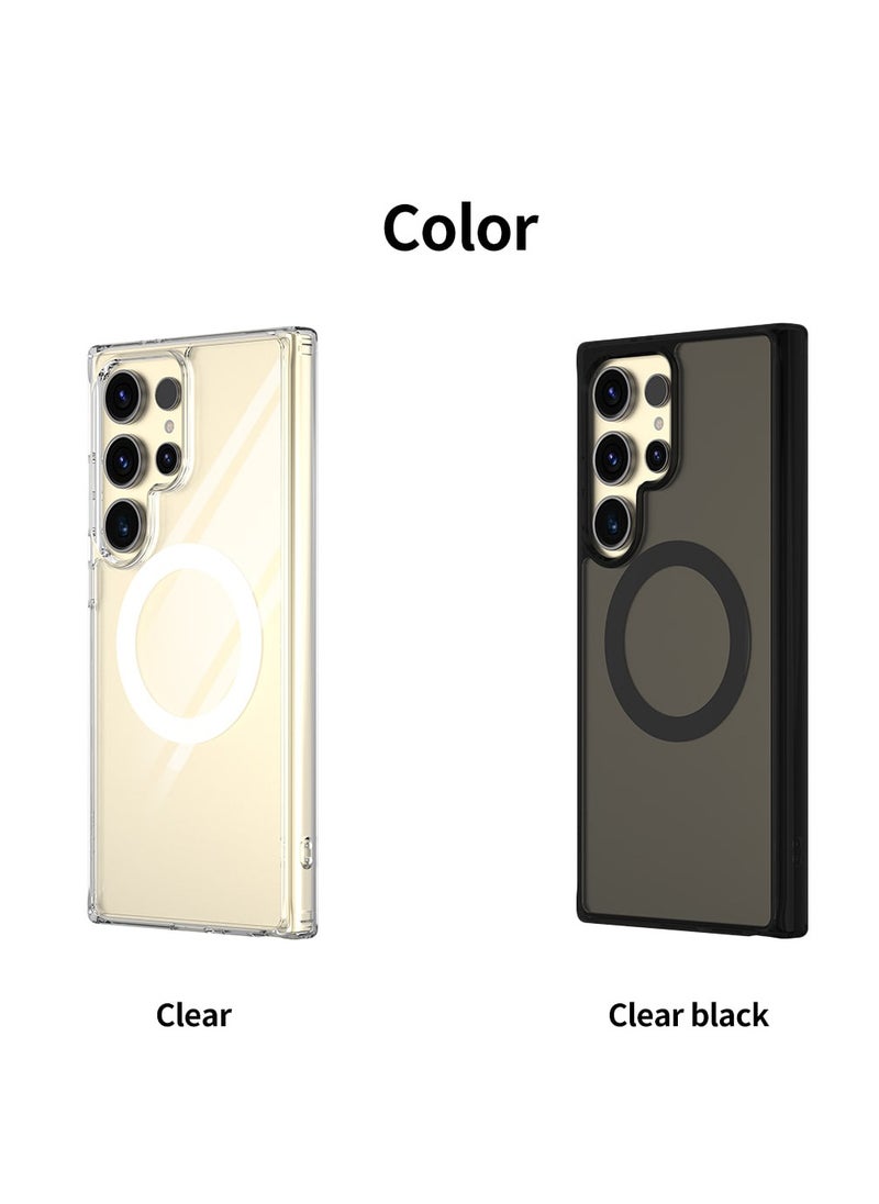 araree - araree Duple M Designed for Samsung Galaxy S24 Ultra Case – Compatible with MagSafe Accessories, Shockproof Hybrid PC + TPU, Anti-Yellowing Transparent Cover, Slim Fit, Wireless Charging Support - Matt Black - Image 1