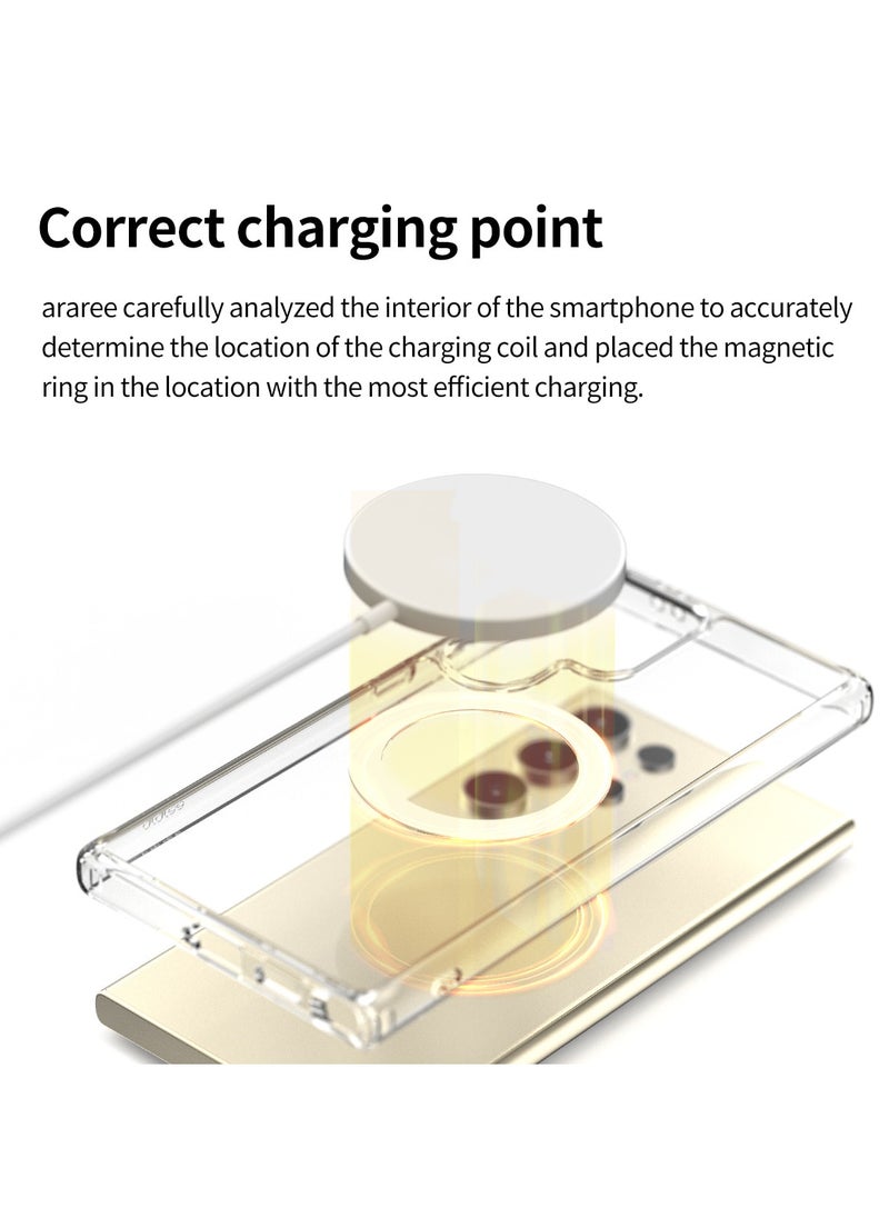 araree - araree Duple M Designed for Samsung Galaxy S24 Ultra Case – Compatible with MagSafe Accessories, Shockproof Hybrid PC + TPU, Anti-Yellowing Transparent Cover, Slim Fit, Wireless Charging Support - Matt Black - Image 1