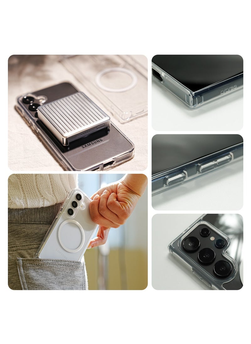 araree - araree Duple M Designed for Samsung Galaxy S24 Ultra Case – Compatible with MagSafe Accessories, Shockproof Hybrid PC + TPU, Anti-Yellowing Transparent Cover, Slim Fit, Wireless Charging Support - Matt Black - Image 1