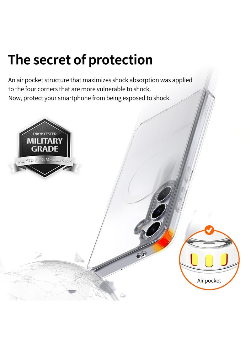 araree - araree Duple M Designed for Samsung Galaxy S24 Ultra Case – Compatible with MagSafe Accessories, Shockproof Hybrid PC + TPU, Anti-Yellowing Transparent Cover, Slim Fit, Wireless Charging Support - Matt Black - Image 1