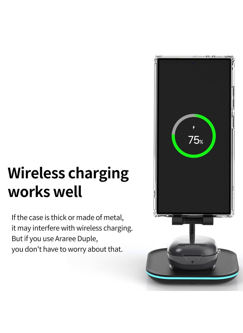 araree - araree Duple M Designed for Samsung Galaxy S24 Ultra Case – Compatible with MagSafe Accessories, Shockproof Hybrid PC + TPU, Anti-Yellowing Transparent Cover, Slim Fit, Wireless Charging Support - Matt Black - Image 1