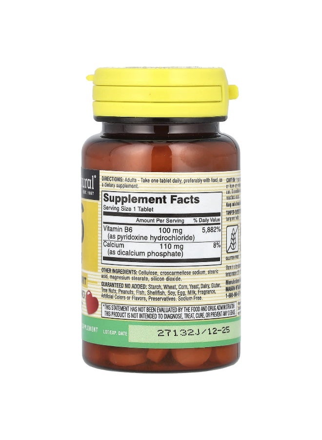 Mason Natural ماسون ناتشورال، فيتامين ب6، 100 ملغ، 100 قرص - Image 2