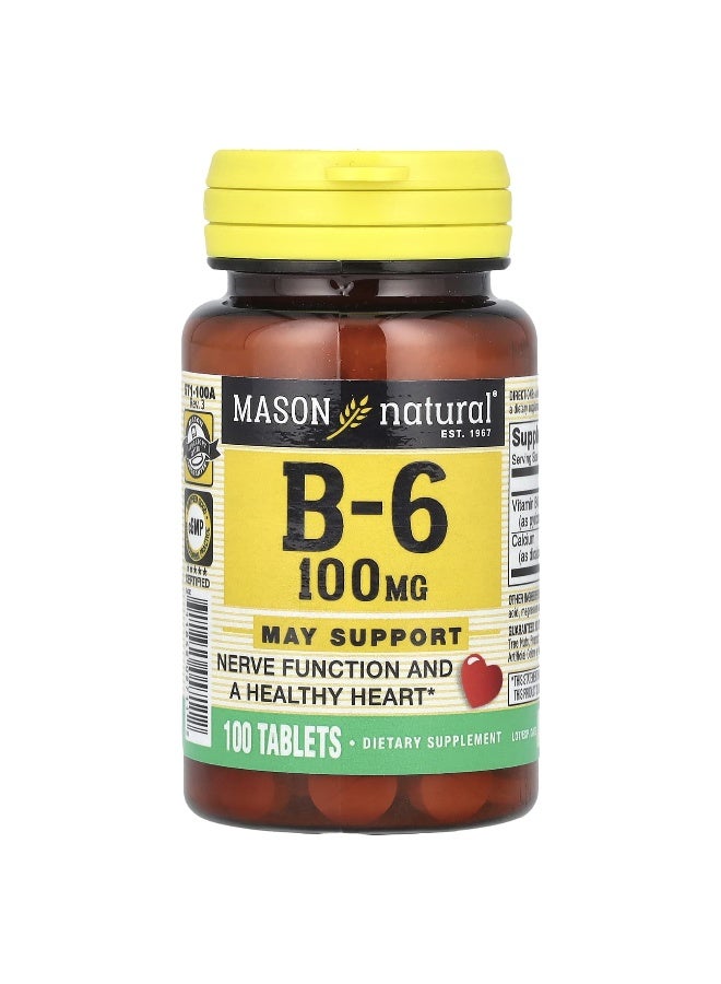 Mason Natural ماسون ناتشورال، فيتامين ب6، 100 ملغ، 100 قرص - Image 1