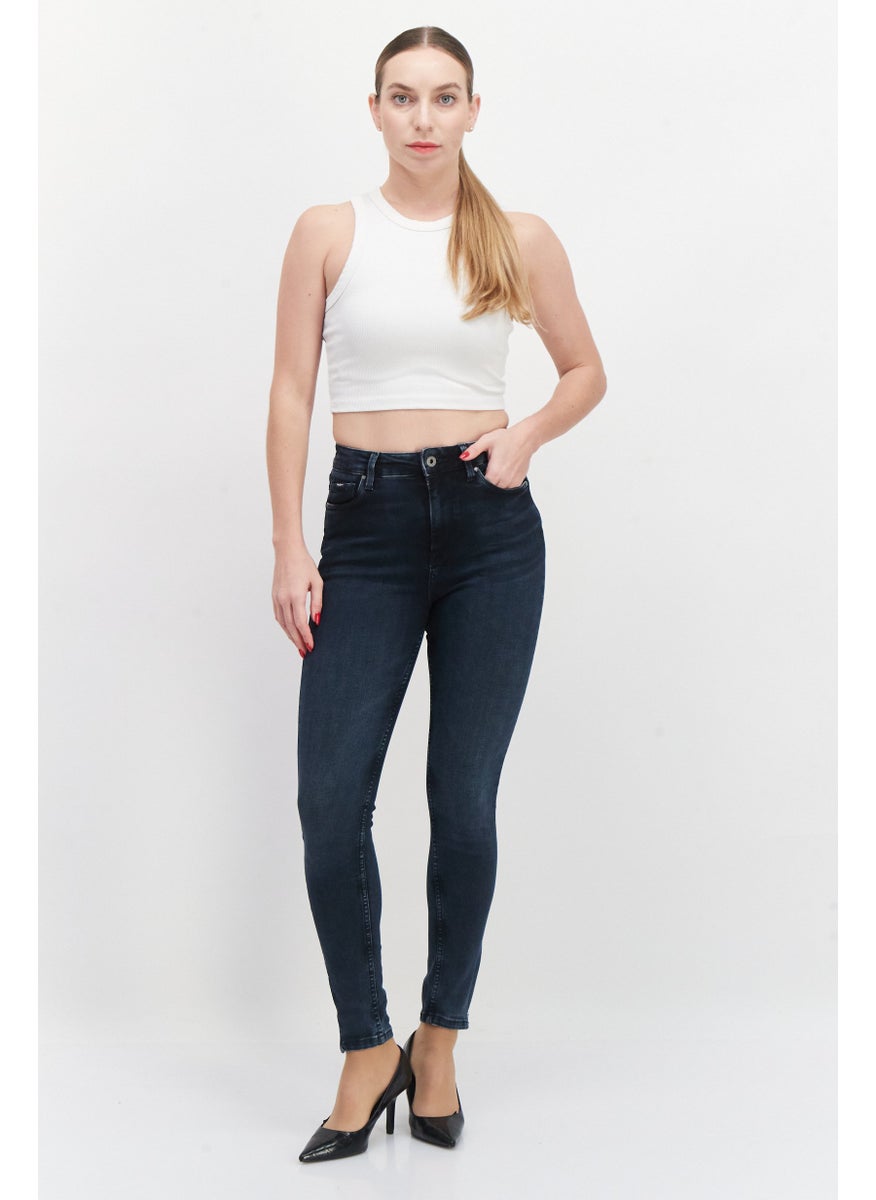 Pepe Jeans Women Skinny Fit Solid Stretchable Denim Jeans, Dark Navy  - Image 2