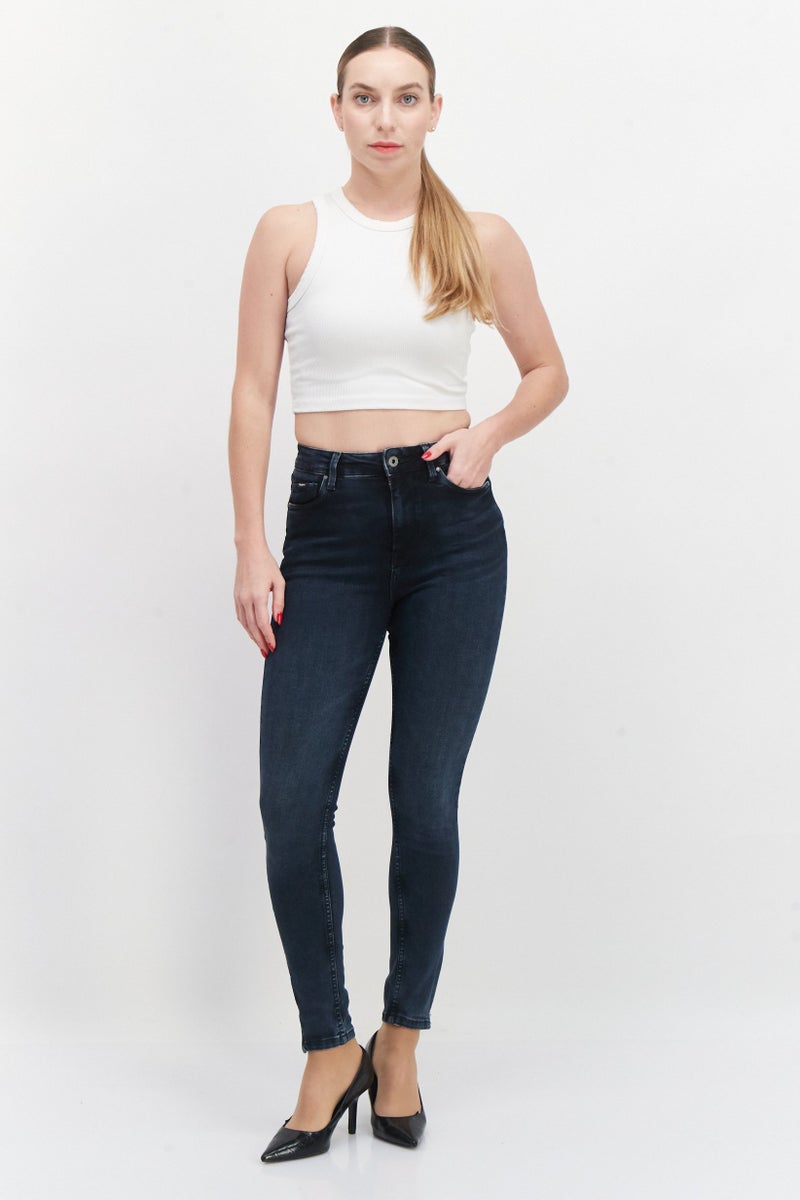 Pepe Jeans جينز دنيم ضيق للنساء، لون كحلي داكن - Image 2
