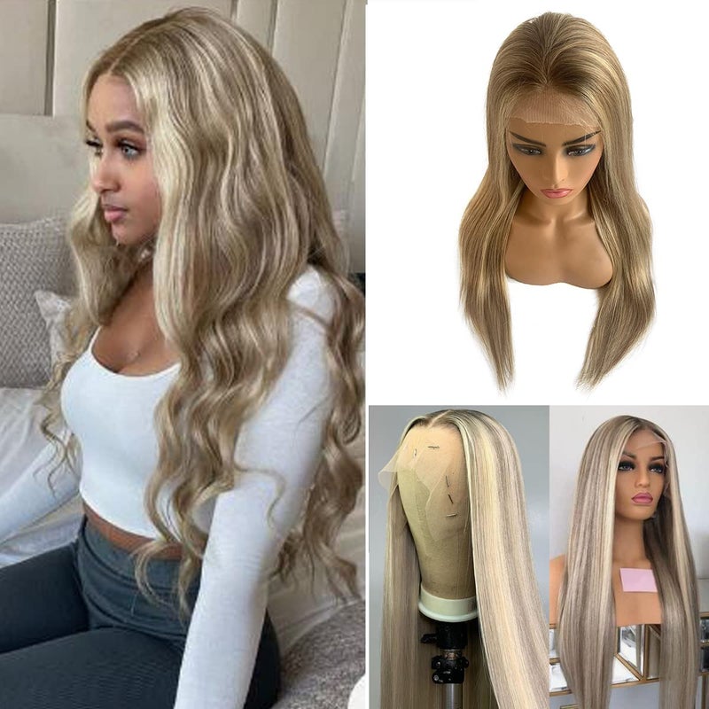 Samvida Hair Ombre Lace Front Wig with Human Hair PrePlucked Transparent Lace Straight Style 150 Density 9A Brazilian Hair Womens Wig in Piano Color