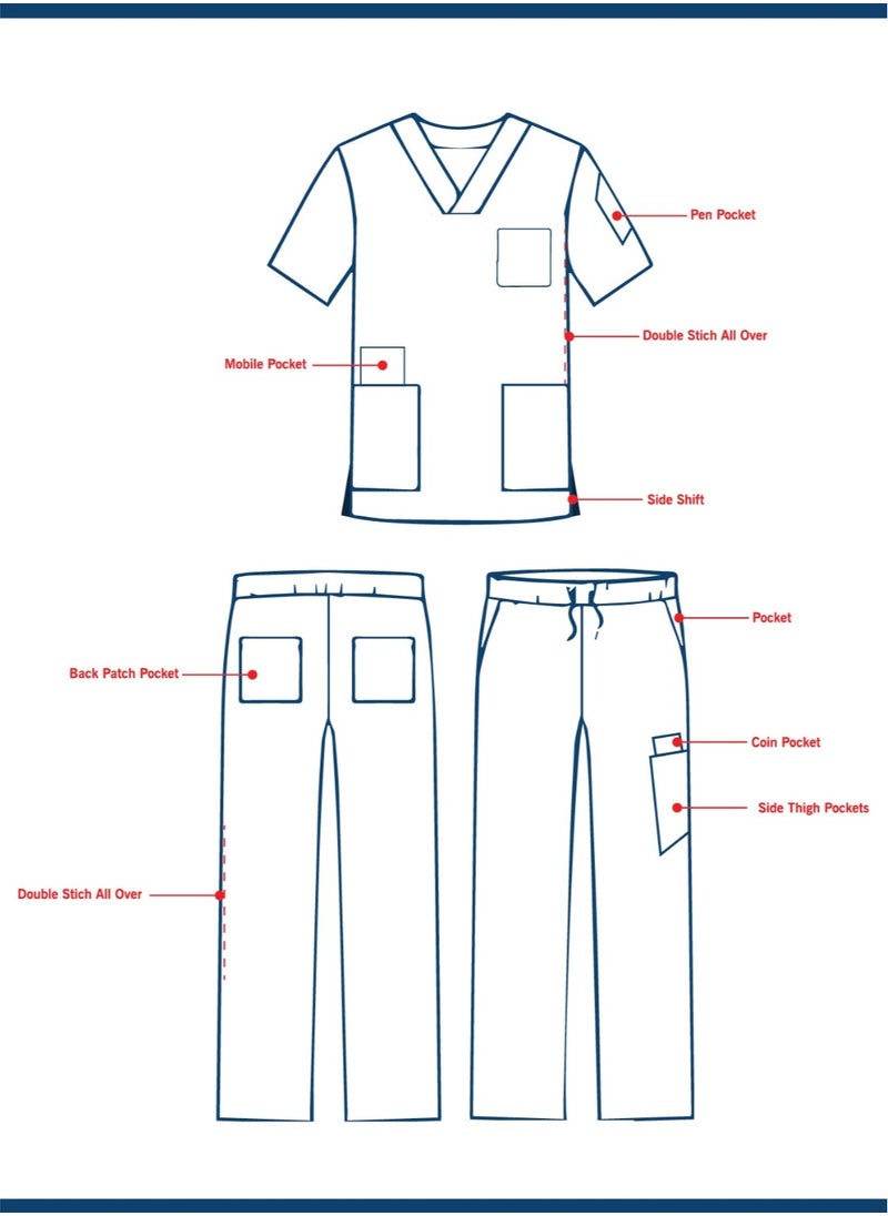 International Uniform L.L.C Scrubs Medical Uniform Unisex Top and Pants Navy Blue Color  - Image 2