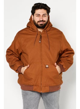 Men Brand Logo Puffer Jacket, Brown