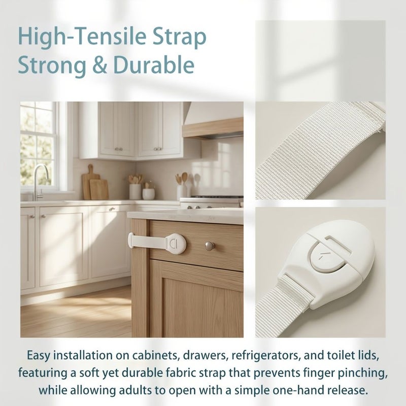 4 Pack Child Safety Strap Lock Versatile Latch for Drawers Refrigerator Toilet Lid - Image 5
