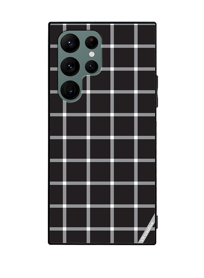 VR CREATIVE Protective Case Cover For Samsung Galaxy S22 Ultra 5G Black White Checkered Design Multicolour - Image 1