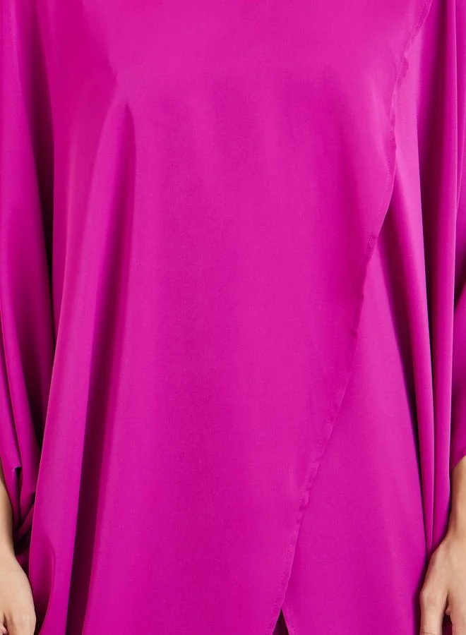 Take Two  Women's Solid Round Neck Batwing Sleeve Top With Pleated Detail Maxi Skirt Set for Women | Best Price UAE