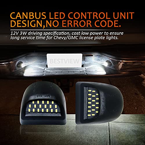 Bestview أفضل مجموعة أضواء لوحة الترخيص LED متوافقة مع 1999-2013 شيفروليه سيلفرادو GMC سييرا 1500 2500 3500 HD سوبربان تاهو كاديلاك إسكاليد EXT يوكون XL، مصباح لوحة خلفي 6000K أبيض - Image 4