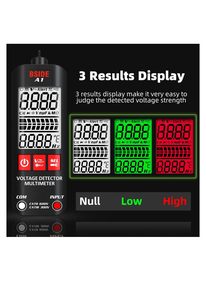 Excefore Voltage Tester 3-Results Display Non-Contact Voltage Detector Pen, Integrated Multimeter Dual Range AC 6V-1000V/90V-1000V Electrical Sensor V-Alert Live Wire Tester  - Image 2