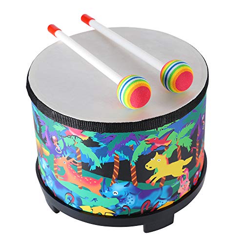 Ubblove Floor Tom Drum for Kids 8 inch Percussion Instrument Music Drum with 2 Mallets for Baby Children Special Christmas Birthday Gift, Black - Image 1