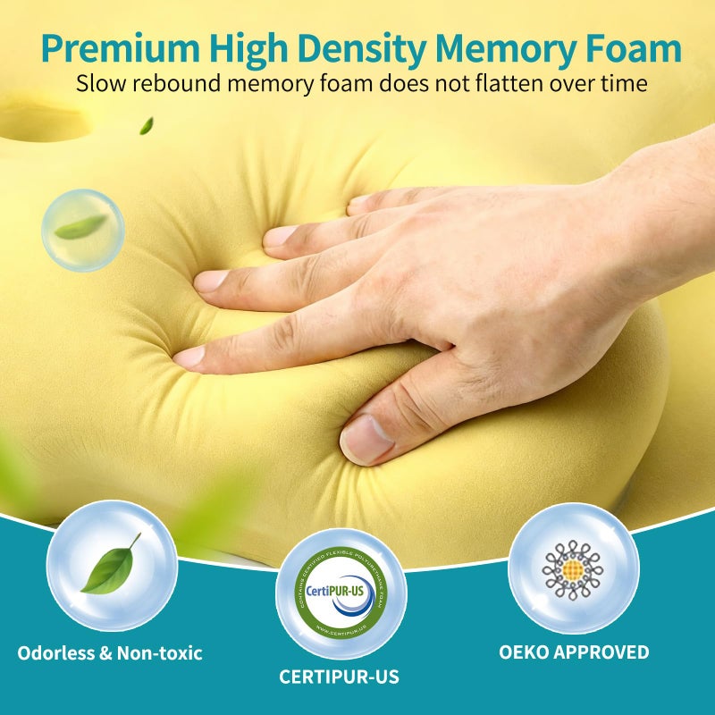 Cervical Neck Pillow for Pain Relief - Ergonomic Memory Foam Pillow with Breathable Cooling Cover (Blue) - Image 5