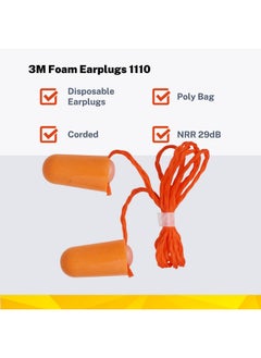 3M 3M 1110 Ear Plugs Corded, Extra Soft, Reusable Earbuds Noise Cancellation, Soundproof Earplug Use For Underwater, Meditation, Study, Flight Travel, Sleeping, Sound Block Up To 29 Decibel (Pack of 5)  - Image 2