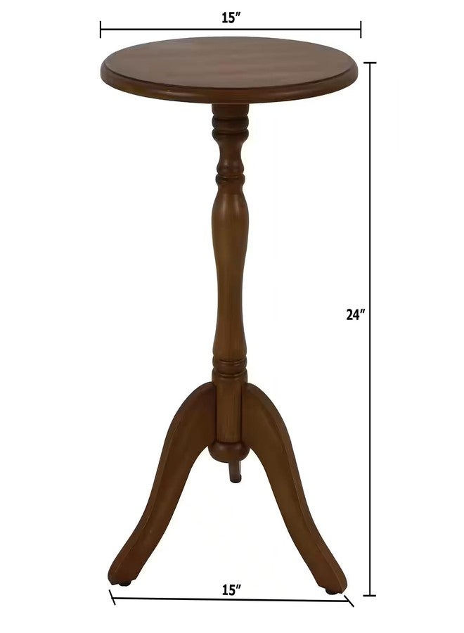 Decor Therapy Simplify Round Pedestal Accent Side Table, Chic & Compact MDF Furniture for Traditional Stylish Spaces - Honeynut - (15" x 15" x 24") - Image 4