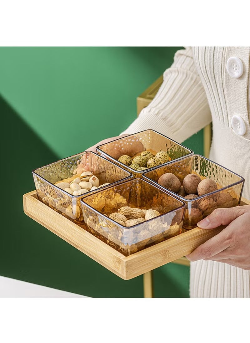 Arabest Snack Serving Tray with Lid 6 Clear Candy and Nut Serving Container set with Metal Rack, Plastic Appetizer Platter Relish Storage Organizer Plate Food Display Bowls for Vegetables Candy Fruit Dips  - Image 2