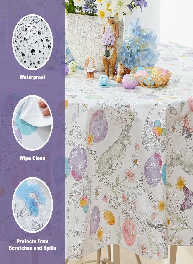Newbridge Vinyl Round Tablecloth with Flannel Backing, 70 Inch, Bunny Blossom Flannel Backed Table Cloth, Egg Basket Floral - Image 3