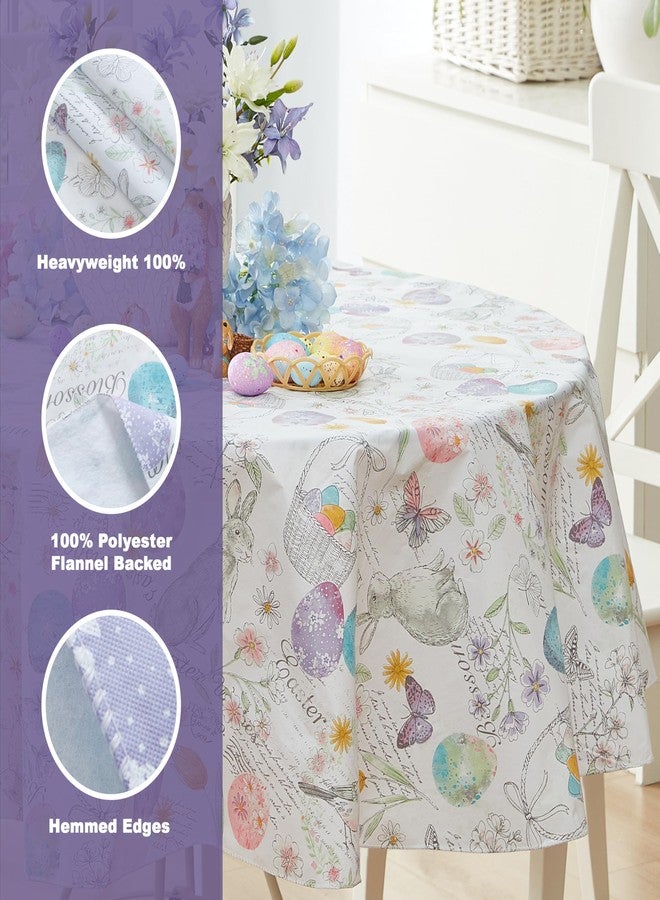 Newbridge Vinyl Round Tablecloth with Flannel Backing, 70 Inch, Bunny Blossom Flannel Backed Table Cloth, Egg Basket Floral - Image 4
