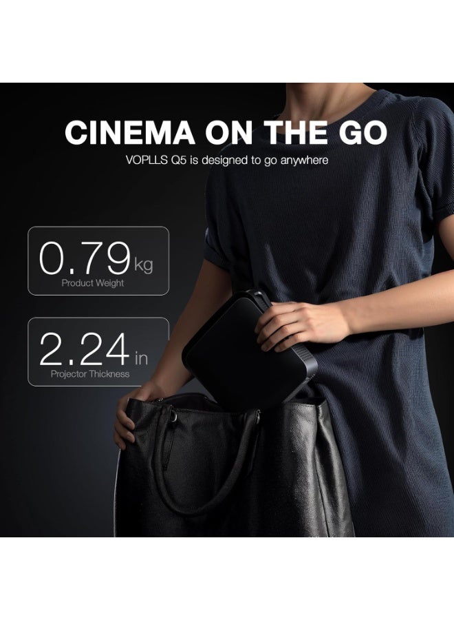 Smart Mini Projector with WiFi and Bluetooth, Auto Focus & Keystone Portable Outdoor Projector, 4K Support Home Movie Projector(black) - Image 3