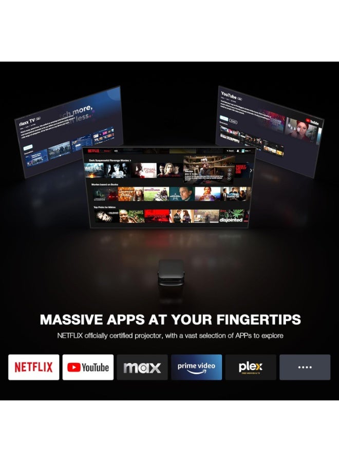 Smart Mini Projector with WiFi and Bluetooth, Auto Focus & Keystone Portable Outdoor Projector, 4K Support Home Movie Projector(black) - Image 4