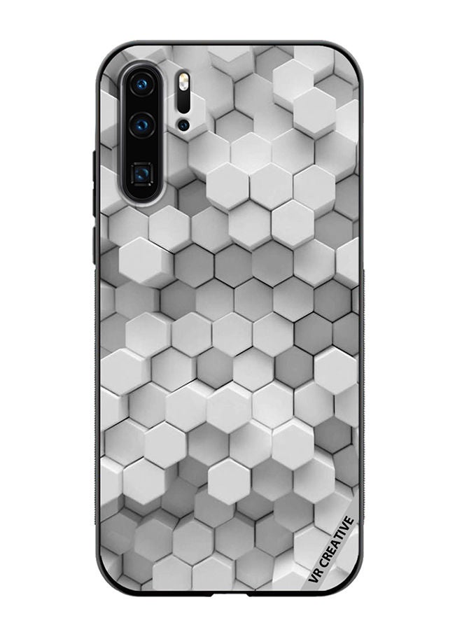 VR CREATIVE Protective Case Cover For Huawei P30 Pro 3D Gray White Honeycombs Brick Wall Stairway Decoration Design Multicolour - Image 1