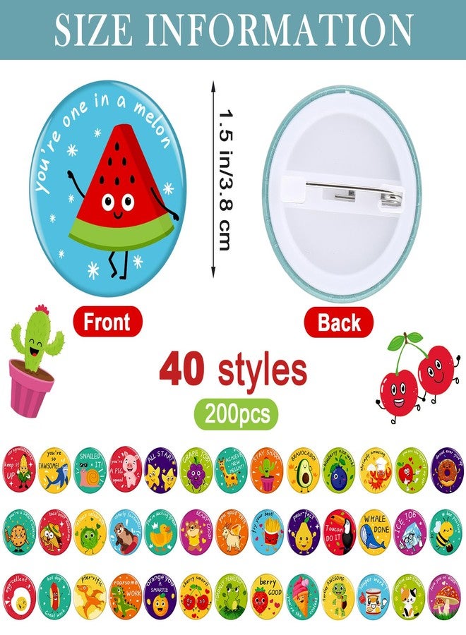 XunYee 200 Pcs Reward Button Pins Mini Round Inspirational Recognition Button Punny Motivational Pins Bulk Teacher Reward Pin for Kids Students Classroom Elementary Grade School Home Supplies - Image 2