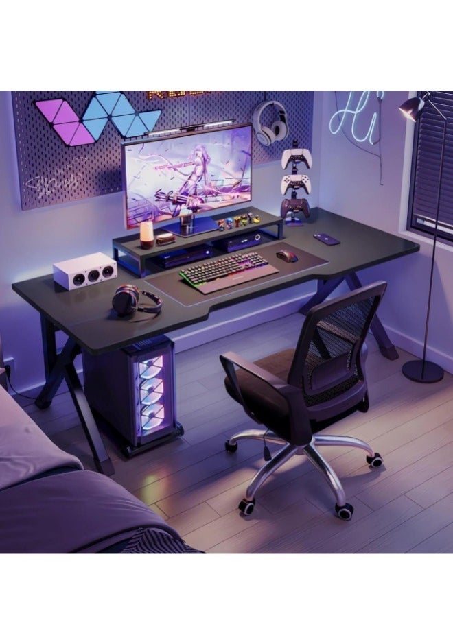 HOOKOR Gaming Table,Gaming Desk,Ergonomic PC Desktop Computer Desk,Home Office Desk,Versatile Gaming and Study Solution for Modern Homes,Ideal for Students and Gamers, Spacious and Functional，Black - Image 2
