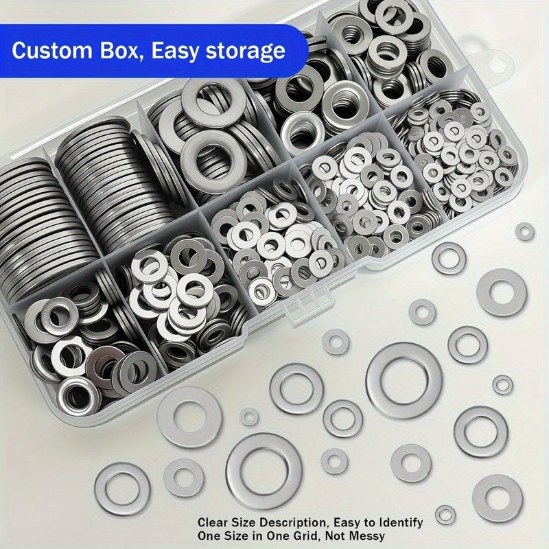 Flat Washer Assortment Kit M2 To M12 Polished Galvanized Finish Box - Image 4