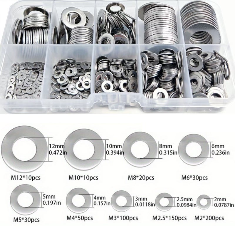 Flat Washer Assortment Kit M2 To M12 Polished Galvanized Finish Box - Image 3