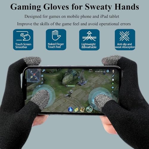 QPOIBSD Mobile Game Gloves, Ultra-Thin Mobile Gaming Gloves，Anti-Sweat Mobile Finger Sleeve Breathable for High-Ranking Players Mobile Game Streamer (Black) - Image 5