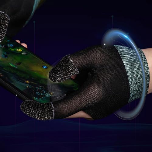 QPOIBSD Mobile Game Gloves, Ultra-Thin Mobile Gaming Gloves，Anti-Sweat Mobile Finger Sleeve Breathable for High-Ranking Players Mobile Game Streamer (Black) - Image 2
